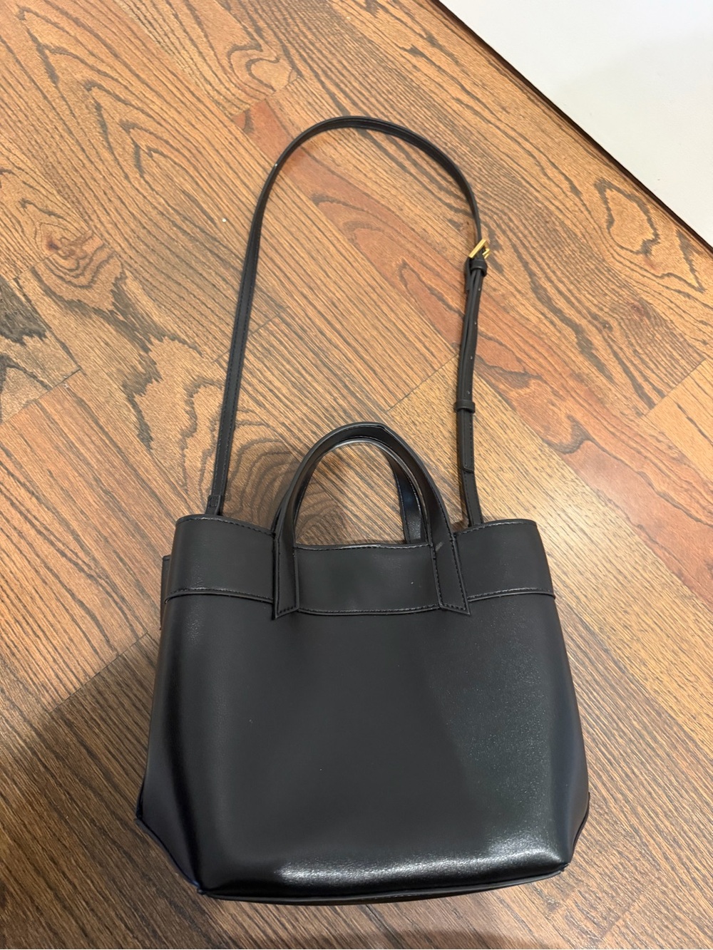 ZARA Black Leather Tote Bag with Shoulder Strap-Excellent Condition - Picture 3 of 5